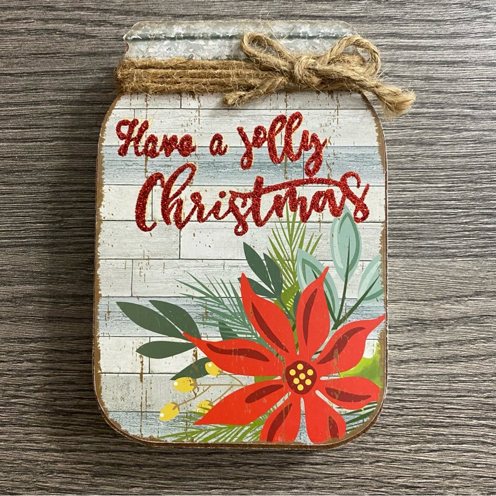 Have Jolly Christmas Mason Jar Wood Sign 6x4” Home Decor
